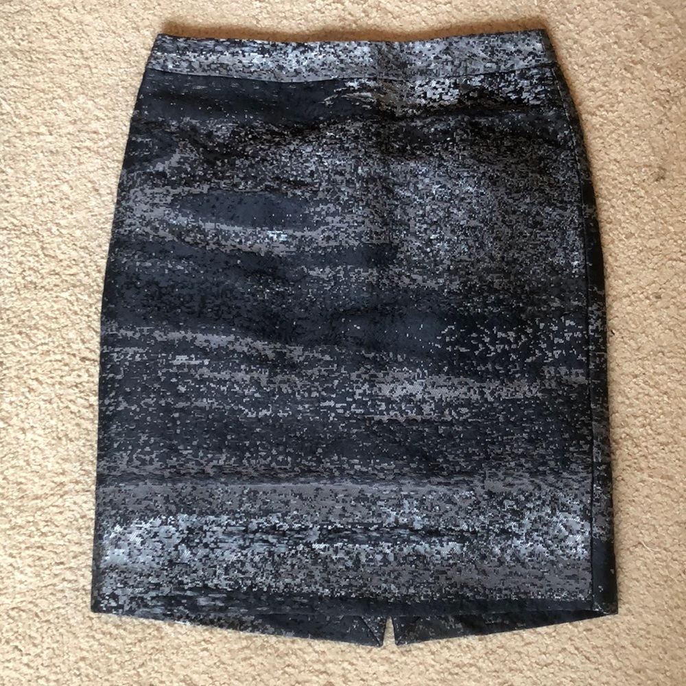Black and silver J. crew pencil skirt size 2